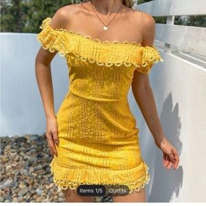 SHEIN- Yellow floral lace dress with ruffles